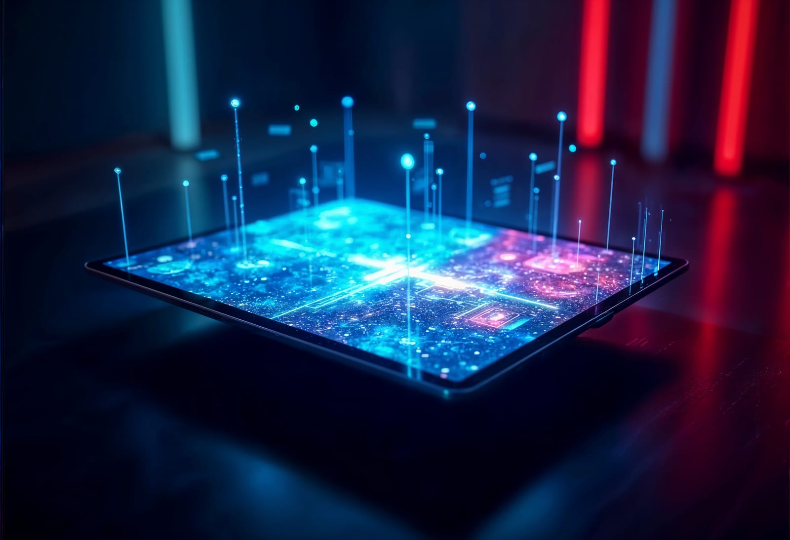 Superficie con visualización de datos de red en tiempo real